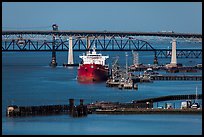 Pier, oil tanker, and Benicia-Martinez bridge. Martinez, California, USA ( color)