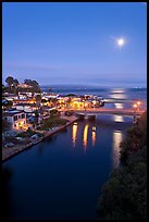 Moon rising over Soquel Creek and Ocean. Capitola, California, USA (color)