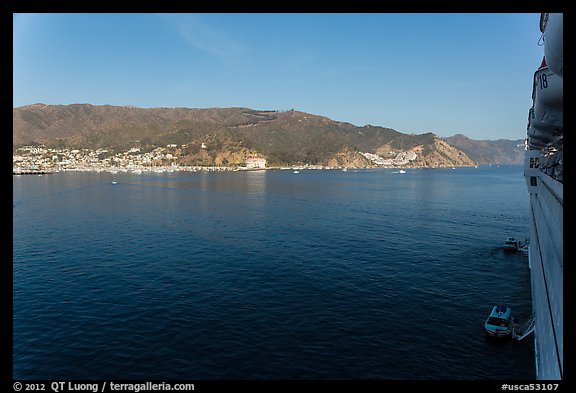 Avalon seen from cruise ship, Catalina Island. California, USA (color)