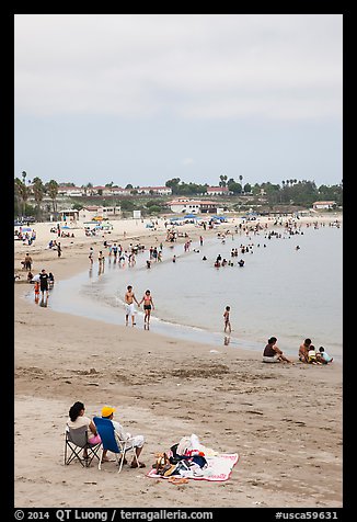 Beach on cloudy day, San Pedro. Los Angeles, California, USA (color)