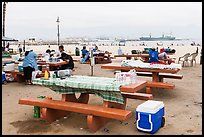Picnic tables on beach, San Pedro. Los Angeles, California, USA ( color)