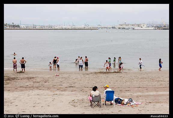 Cabrillo Beach and Long Island Harbor, San Pedro. Los Angeles, California, USA (color)