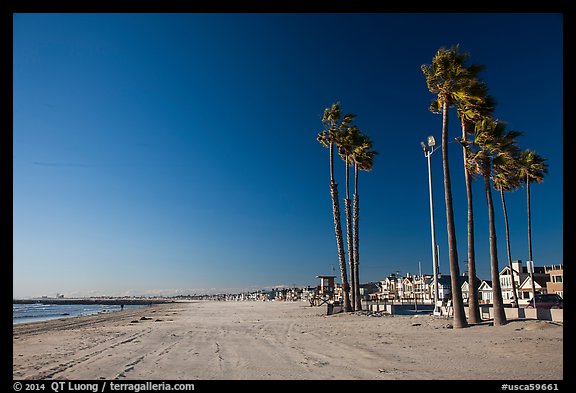 Deserted beach in winter. Newport Beach, Orange County, California, USA (color)