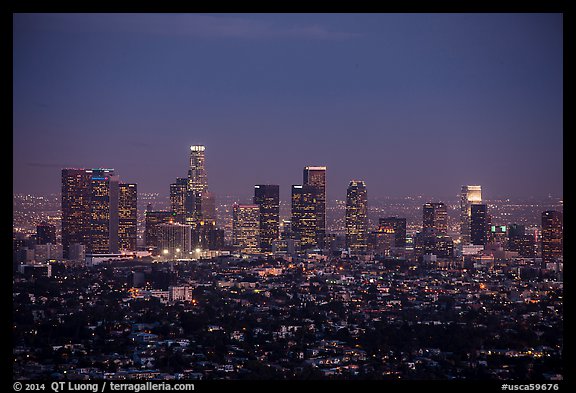 City Skyline at dusk. Los Angeles, California, USA (color)