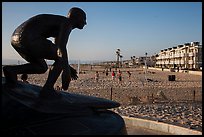 Statue of surfer and lifeguard Tim Kelly, Hermosa Beach. Los Angeles, California, USA ( color)