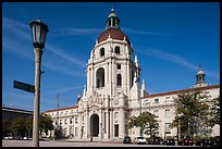 Lamp post and city hall. Pasadena, Los Angeles, California, USA ( color)