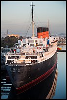 View of Queen Mary from behind and above. Long Beach, Los Angeles, California, USA ( color)
