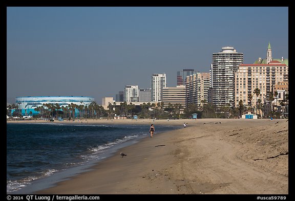 Beach and high-rises. Long Beach, Los Angeles, California, USA (color)