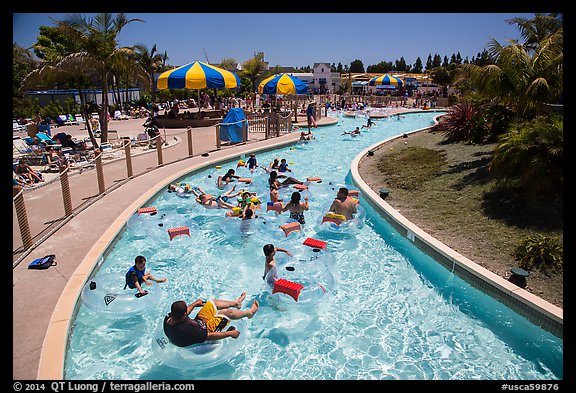 Floating in waterpark, Legoland, Carlsbad. California, USA (color)