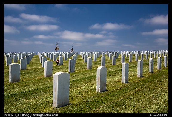 Gravestones, Fort Rosecrans National Cemetary. San Diego, California, USA (color)