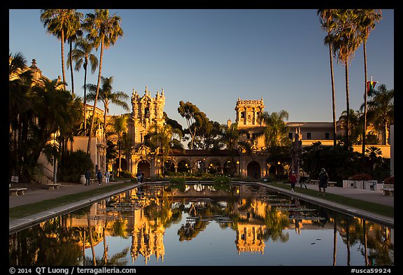 House of Hospitality and Casa de Balboa at sunset. San Diego, California, USA (color)