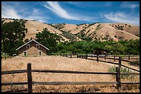 Fences and barracks, Fort Tejon state historic park. California, USA ( color)
