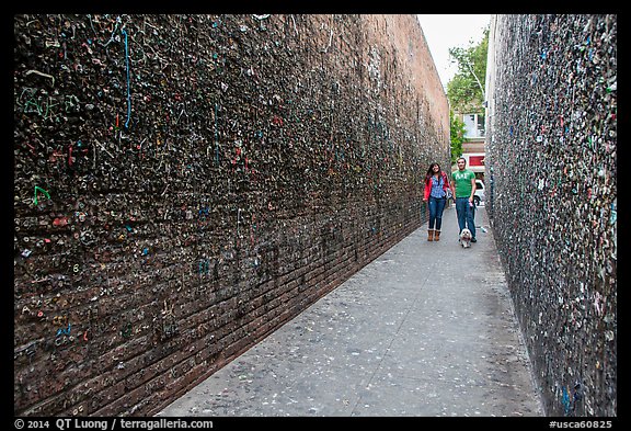 Alley lined with chewed gum left by passers-by. California, USA (color)