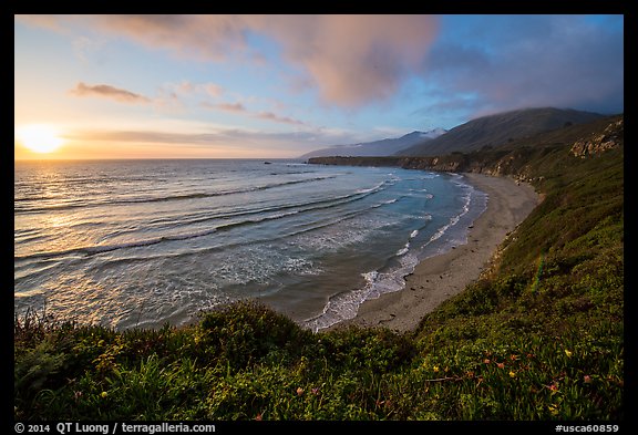 Sun setting, Sand Dollar Beach. Big Sur, California, USA (color)