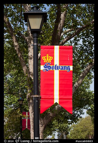 Flag with Danish colors. Solvang, California, USA (color)