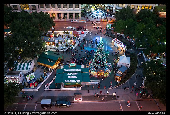 Aerial view of Christmas in the Park. San Jose, California, USA (color)