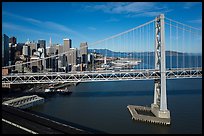 Aerial view of Bay Bridge and Embarcadero. San Francisco, California, USA ( color)