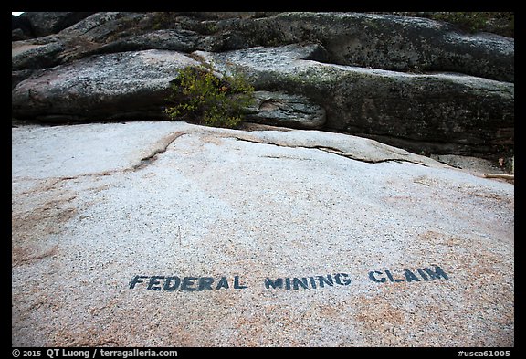 Federal Mining Claim painted on rocks, El Dorado County. California, USA (color)