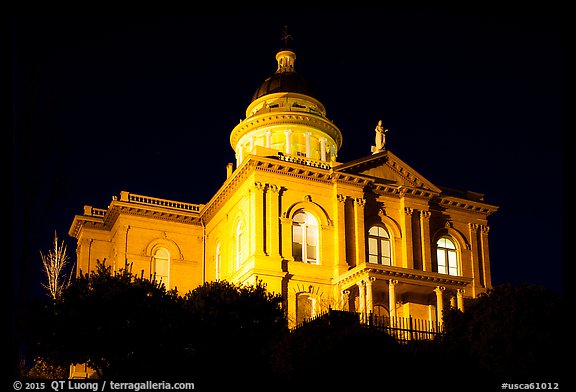 Placer County Courthouse at night, Auburn. Califoxrnia, USA (color)