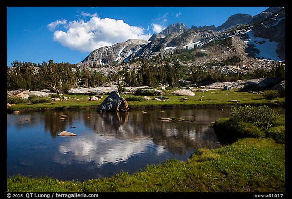 Alpine tarn, Twenty Lakes Basin, Inyo National Forest. California, USA (color)