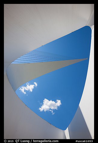 Looking up through opening, Sundial Bridge, Redding. California, USA (color)