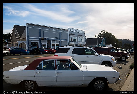 Classic car and street. Mendocino, California, USA (color)