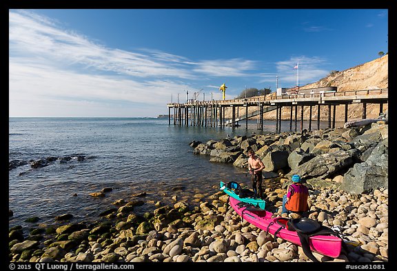 Sea Kayakers and Wharf. California, USA (color)