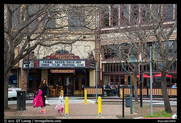 Street and Mcnear Mystic Theatre. Petaluma, California, USA (color)