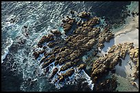 Aerial view of rocks, Cypress Point. Pebble Beach, California, USA ( color)