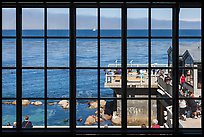 Monterey Bay framed by Monterey Bay Aquarium window. Monterey, California, USA ( color)