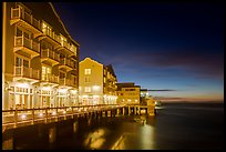 Waterfront hotels at night. Monterey, California, USA ( color)