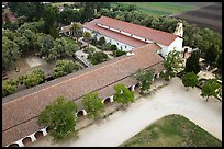 Aerial view of Mission San Juan arcades and church. San Juan Bautista, California, USA ( color)