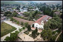 Aerial view of Mission San Juan and San Juan Bautista. San Juan Bautista, California, USA ( color)