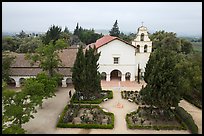 Aerial view of Mission San Juan church. San Juan Bautista, California, USA ( color)