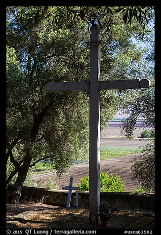 Cemetery, Mission San Juan. San Juan Bautista, California, USA (color)