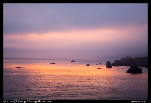 Coastline at sunset north of Jenner. Sonoma Coast, California, USA (color)