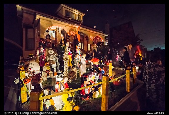 House with Halloween decorations. Petaluma, California, USA (color)