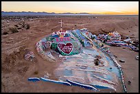 Aerial view of Salvation Mountain at sunrise. Nyland, California, USA ( color)
