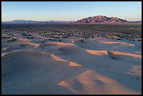 Aerial view of Cadiz dunes and mountain at sunset. Mojave Trails National Monument, California, USA ( color)