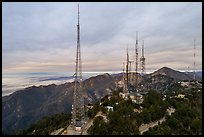 Aerial view of media transmitters on Mount Wilson. San Gabriel Mountains National Monument, California, USA ( color)