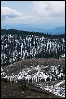 Forested ridges with snow from Snow Mountain. Berryessa Snow Mountain National Monument, California, USA ( color)