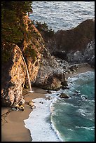 McWay waterfall flowing on beach, Julia Pfeiffer Burns State Park. Big Sur, California, USA ( color)