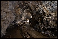 Lava tube cave, Lavic Lake volcanic field. Mojave Trails National Monument, California, USA ( color)