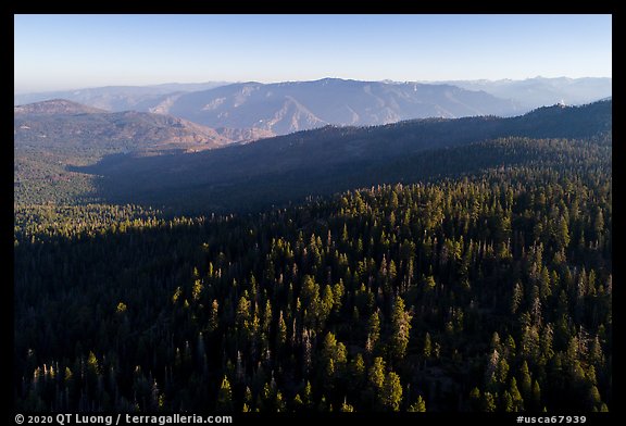 Aerial View of forest and mountains. Giant Sequoia National Monument, Sequoia National Forest, California, USA (color)
