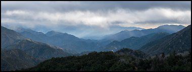 Rolling peaks under stormy sky. San Gabriel Mountains National Monument, California, USA (Panoramic color)