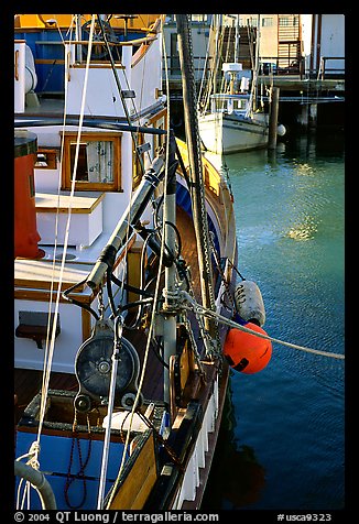 Fishing boat anchored in  Fisherman's Wharf. San Francisco, California, USA (color)