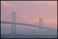 Bay Bridge seen from Treasure Island, sunset. San Francisco, California, USA (color)