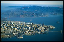 Aerial view of Downtown, the Golden Gate Bridge, and the Marin Headlands. San Francisco, California, USA