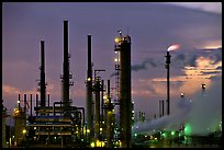 Pipes of Oil Refinery near Rodeo at dusk. SF Bay area, California, USA ( color)