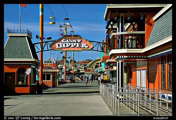 Boardwalk amusement park, morning. Santa Cruz, California, USA